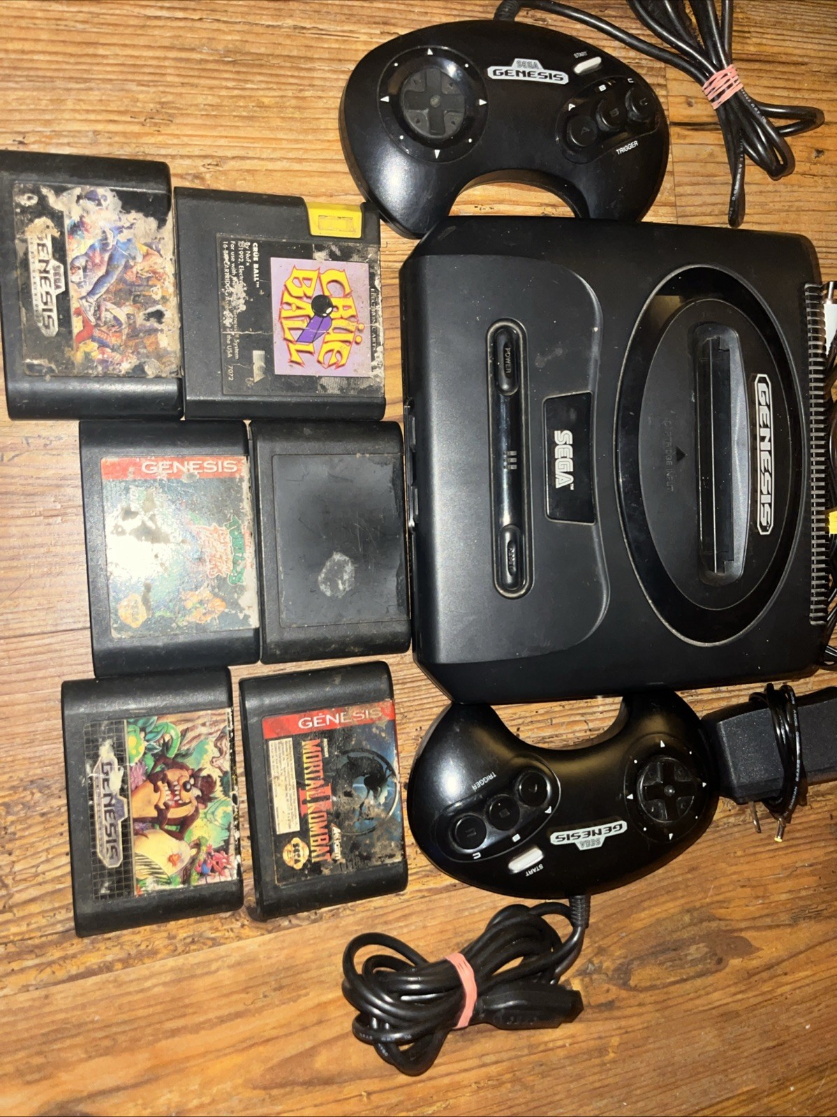 Sega Genesis Model 2 Console MK-1631 Bundle 6 Games – Spider-Man Mortal Kombat