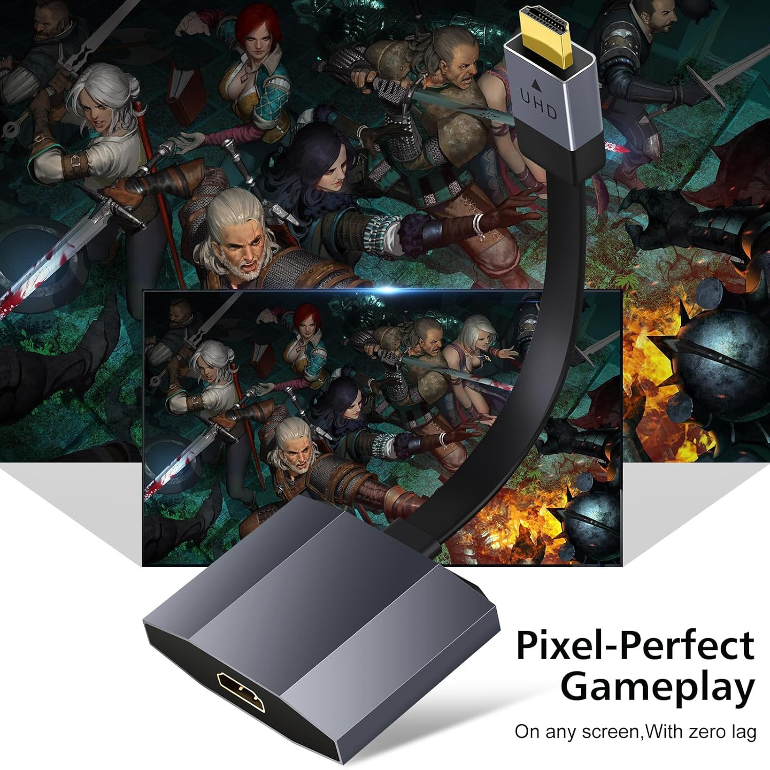 Game Console 4K Upscaler,Upgrade Your Graphics Card in Real Time with No Lag,Enh
