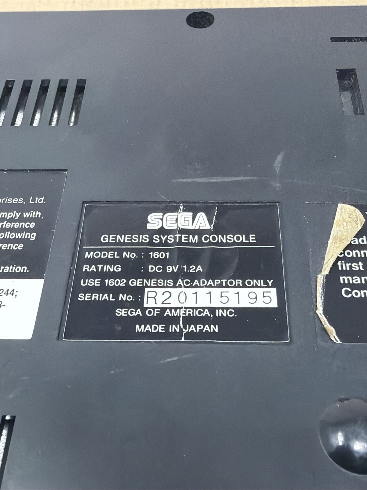 Sega Genesis 16-Bit Model 1601 Console Only – Tested Working System Only