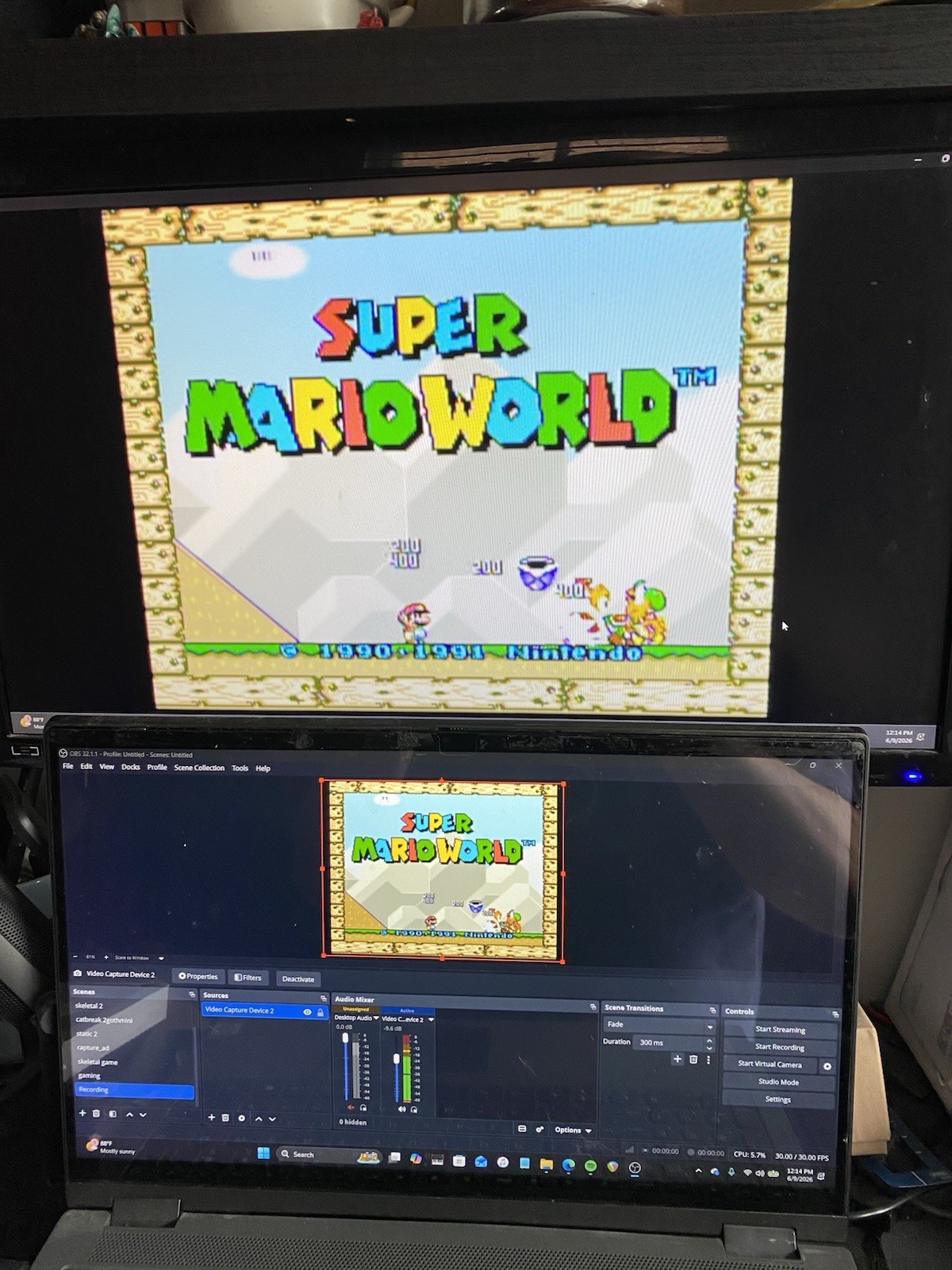 Super Nintendo SNES Console w/ OEM Controllers + Mario World + Manuals