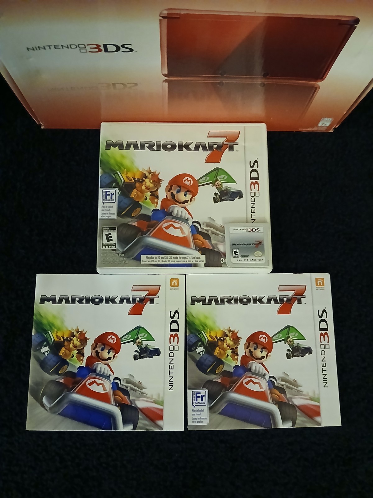 Nintendo 3DS Flame Red Handheld Console Complete w/Box & Charger w/12 Games Mint