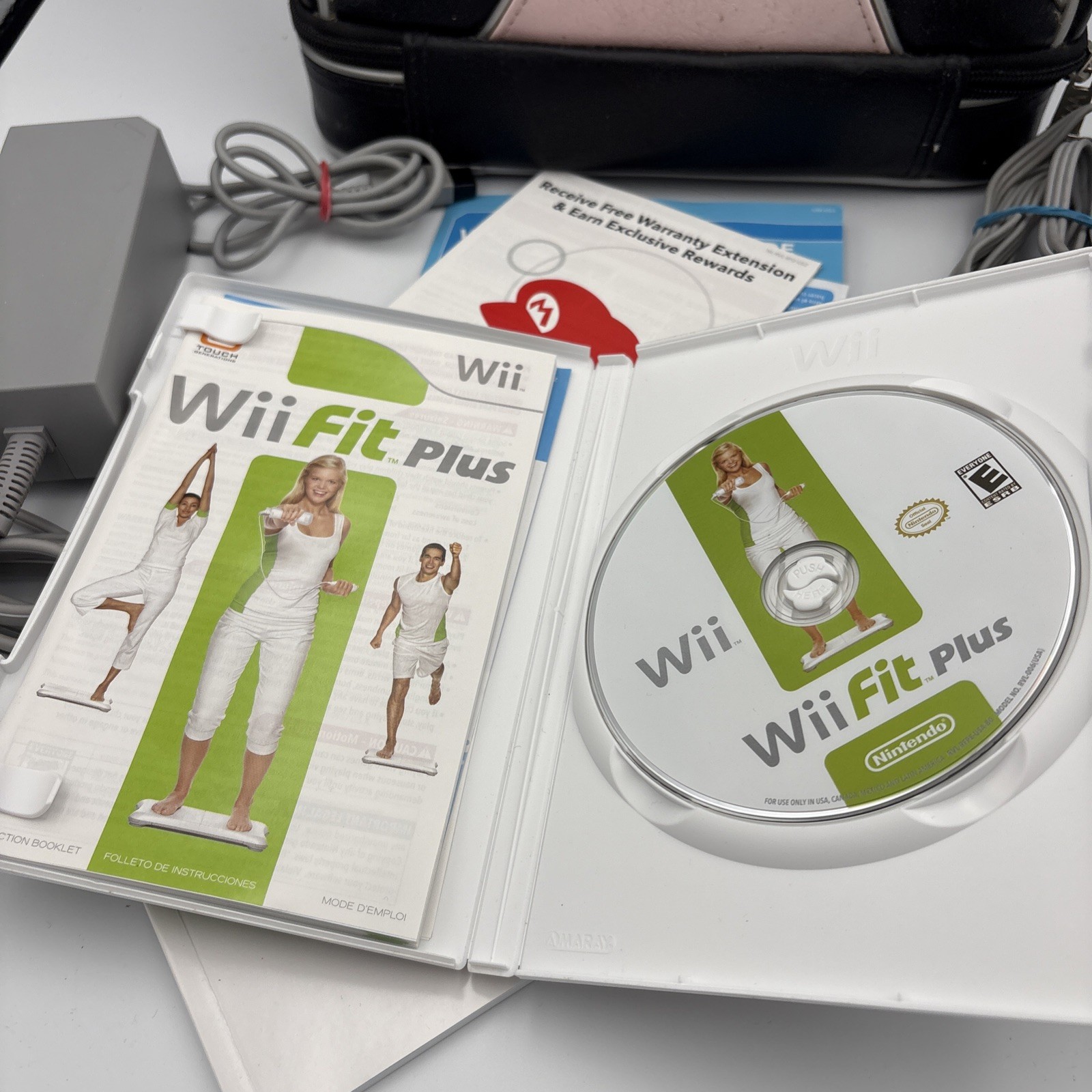 Nintendo Wii RVL-001; Power/Av Cables White; Brunswick Sports Bag Wii Fit Plus