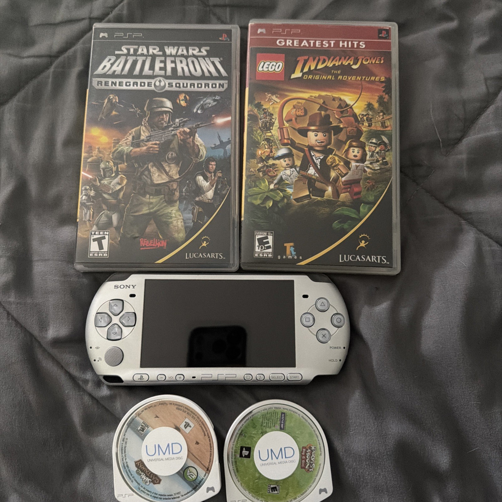 Sony PSP-3000 Silver Handheld System with games and charger ￼
