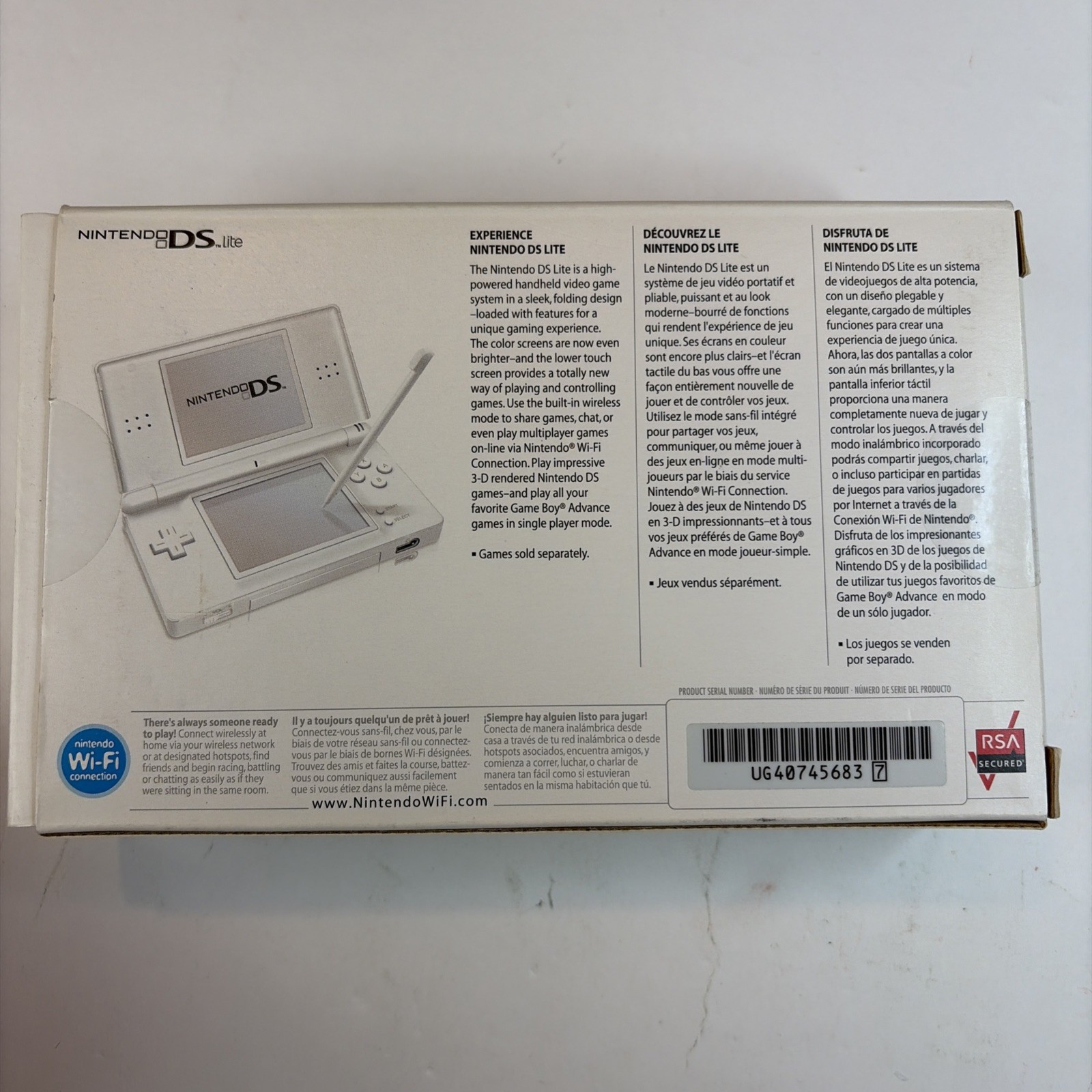 Nintendo DS Lite Polar White Handheld System Complete In Box Tested CIB
