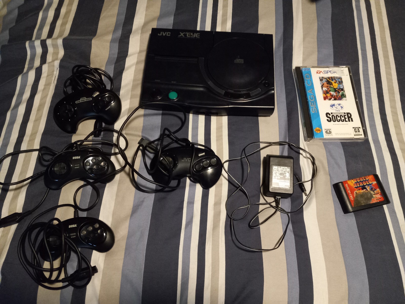 JVC X’Eye (Sega Genesis + Sega CD) with Controllers, Power Plug, and Games
