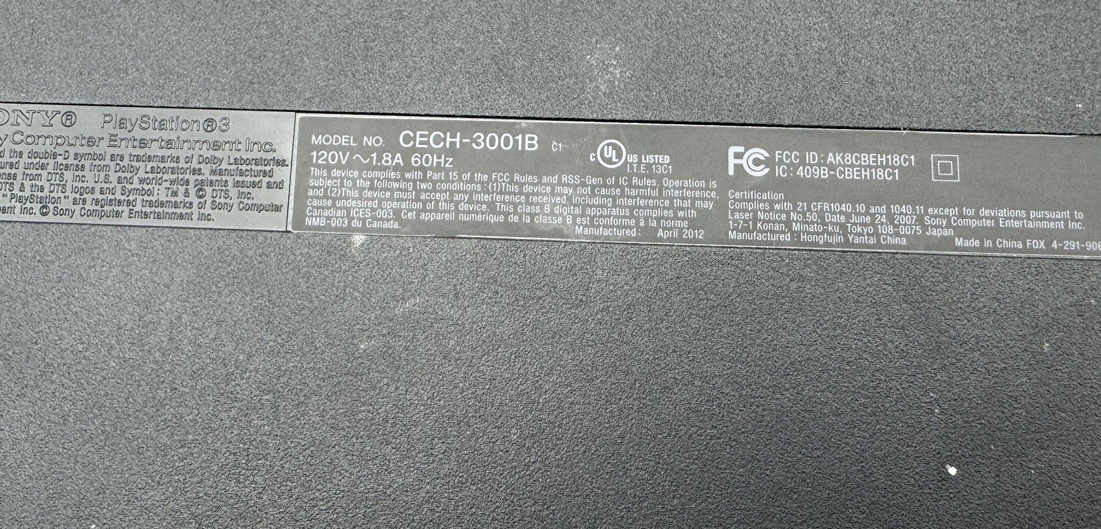 Sony PlayStation 3 Slim PS3 Console 320GB CECH-3001B – TESTED WORKS