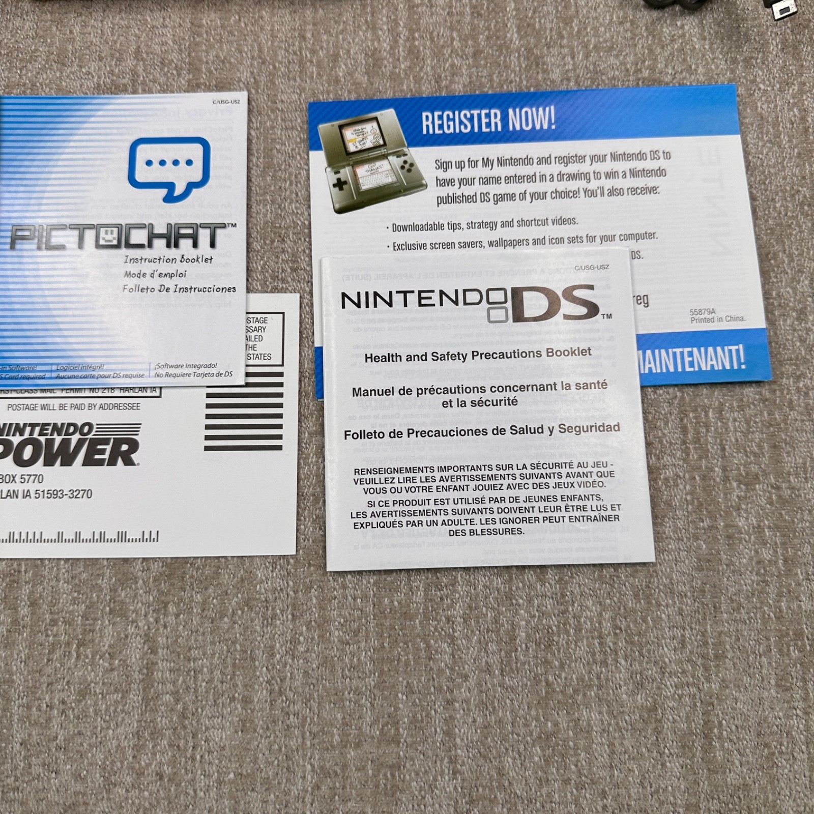 All OEM Nintendo DS Lite PINK With Box, Case, Charger, Manuals Tested Working