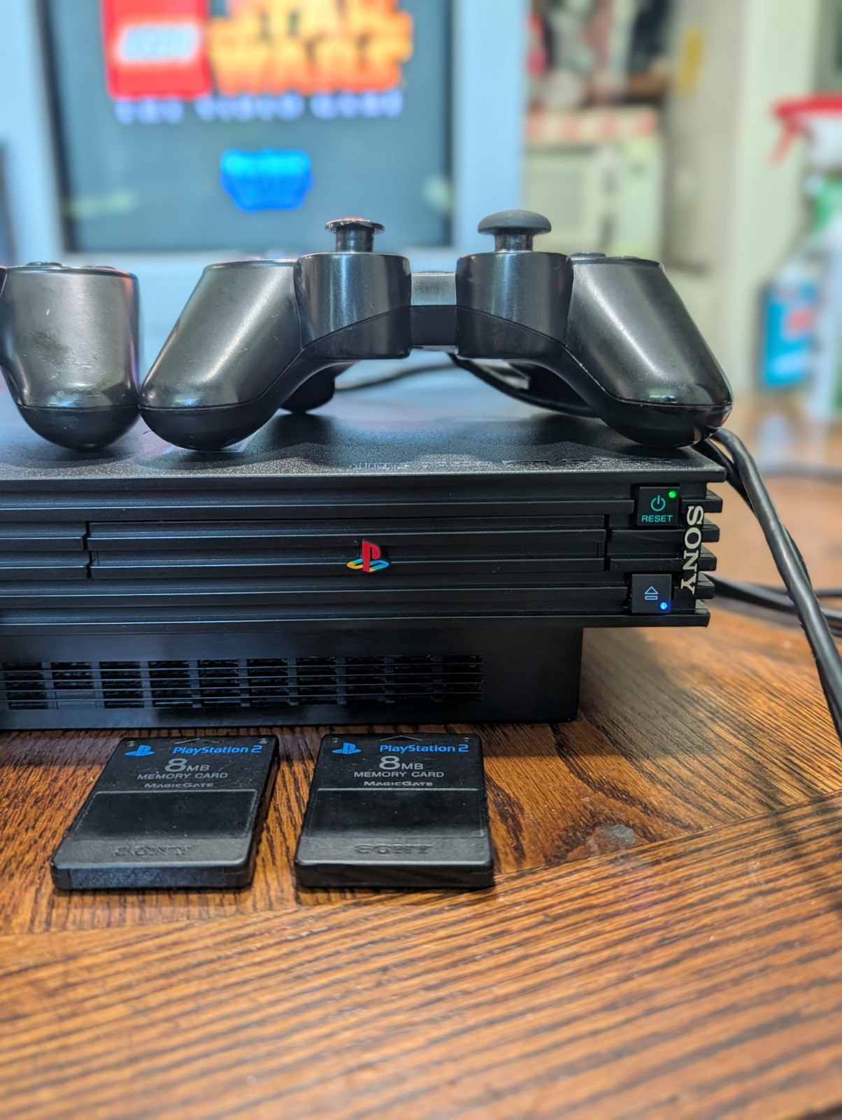 Sony PlayStation 2 Bundle With 4 Games, 2 Controllers, Memory Cards- Tested