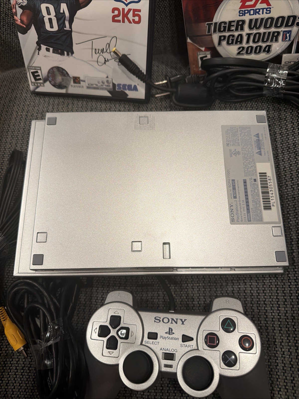 Sony PlayStation 2 Slim PS2 Silver Console Tested System SCPH-77001 Bundle Game