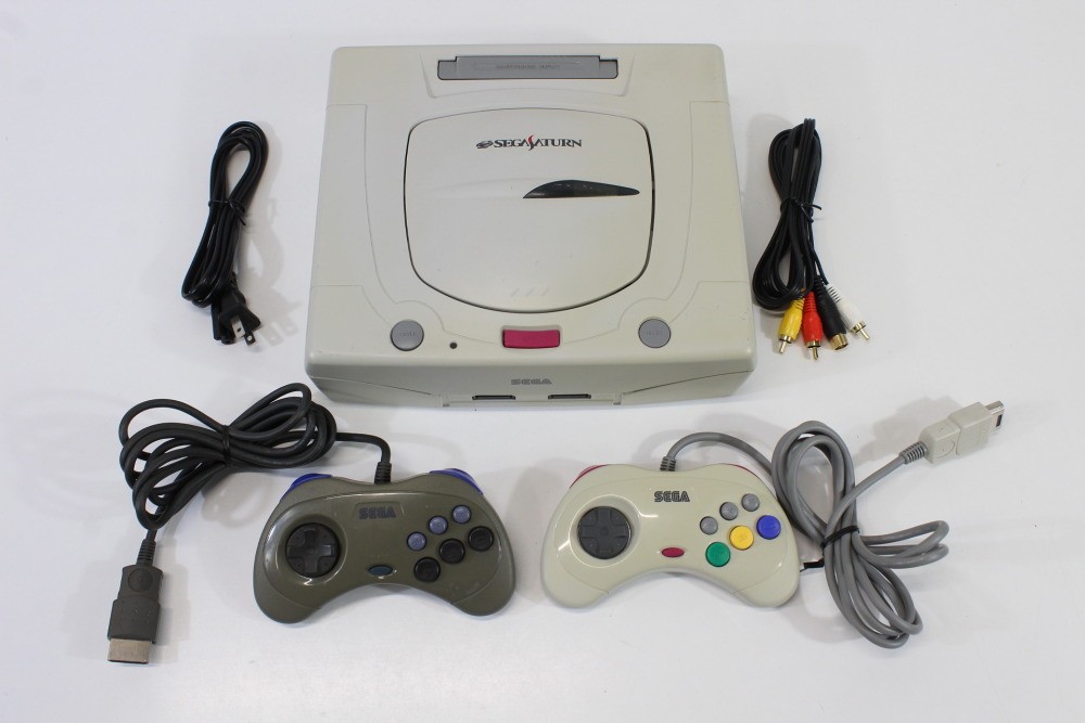 SEGA Saturn White Console Controller x2 AC AV HST-3220 SS JP Japan WORKING #5