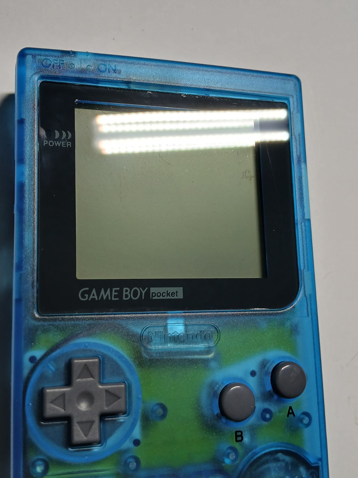 Gameboy Pocket Console Clear blue backlight, Tested And Working minor wear
