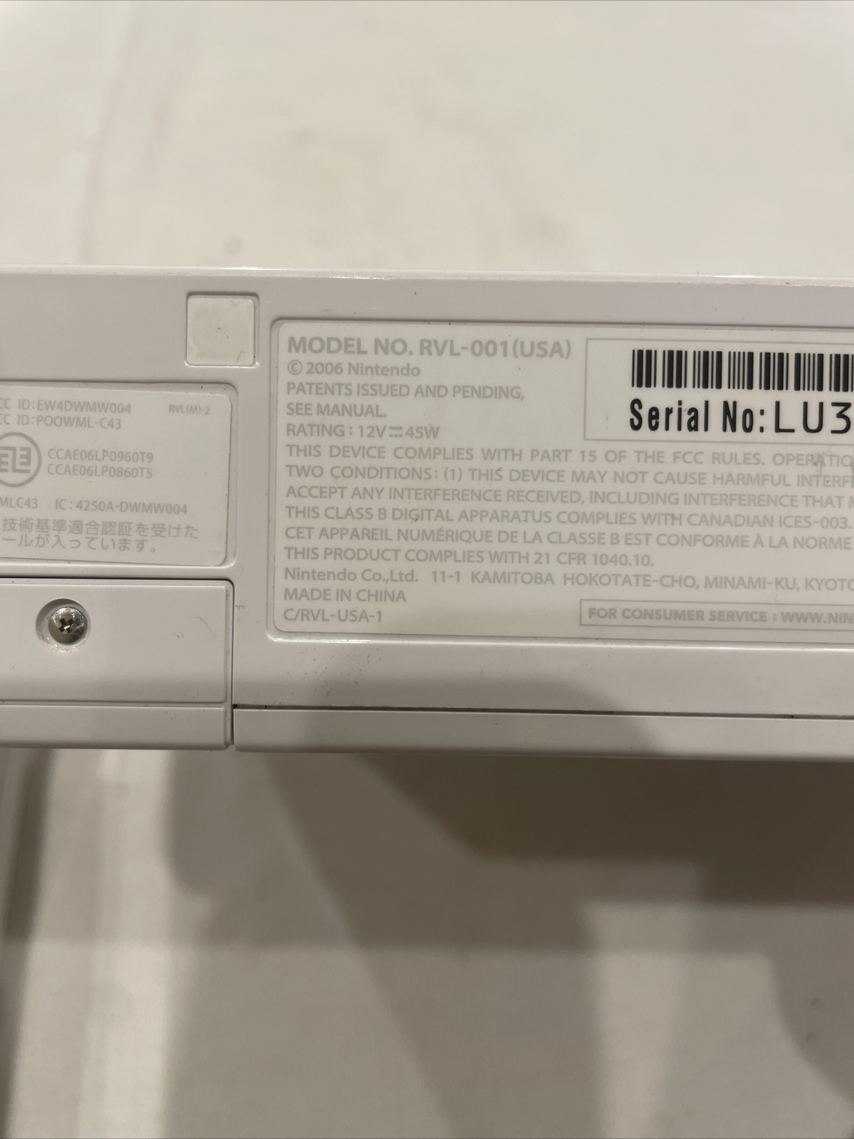 Nintendo Wii Launch Edition White Console RVL-001 CONTROLLER NUNCHUK *New Laser*
