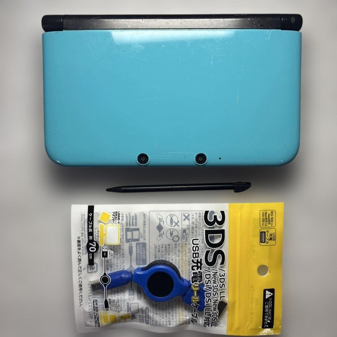 Nintendo 3DS XL LL Limited Pack Turquoise x Black Console USB cable Japanese ver