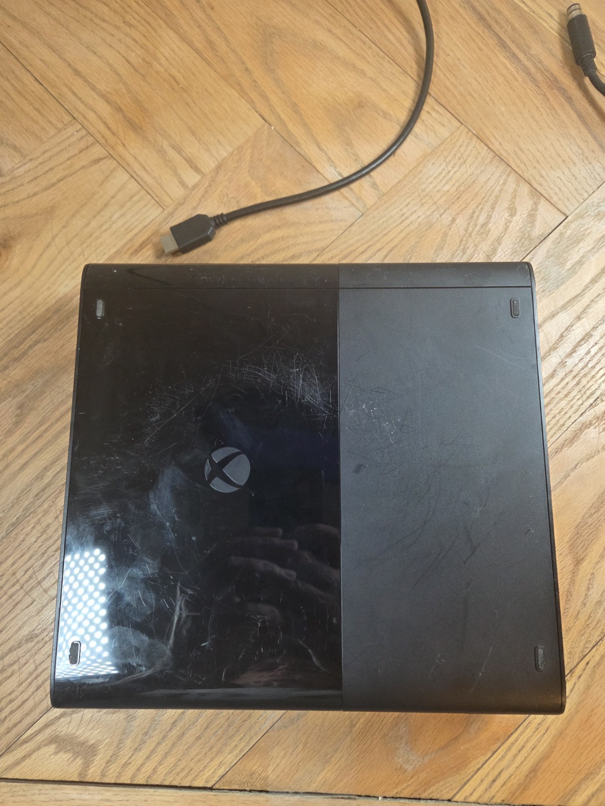Xbox 360 E Black 1538 Video Game Console w/Chords No HD Tested