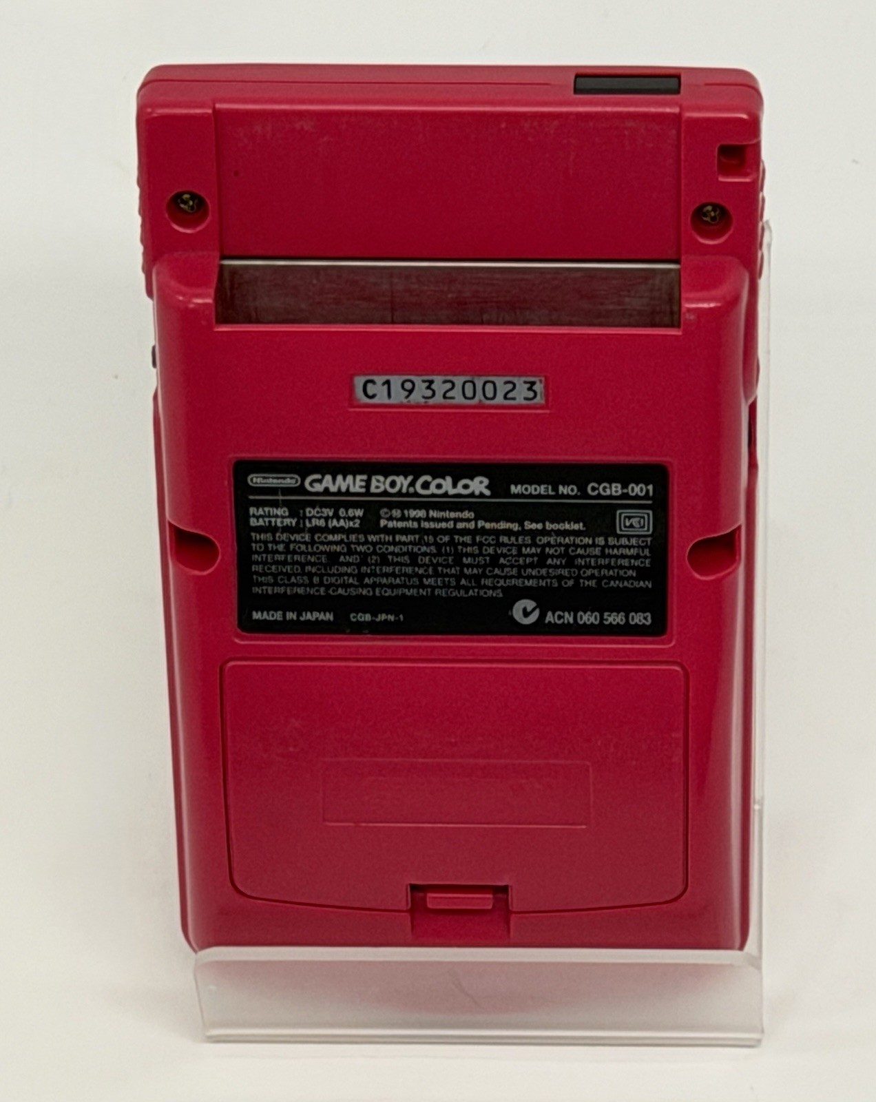 Gameboy Color Console Berry Pink Nintendo GBC Tested Works CGB-001