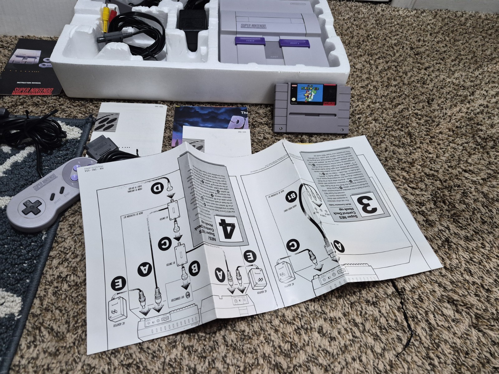 Super Nintendo SNES Console MARIO WORLD SET CIB Complete Box NICE SHAPE!