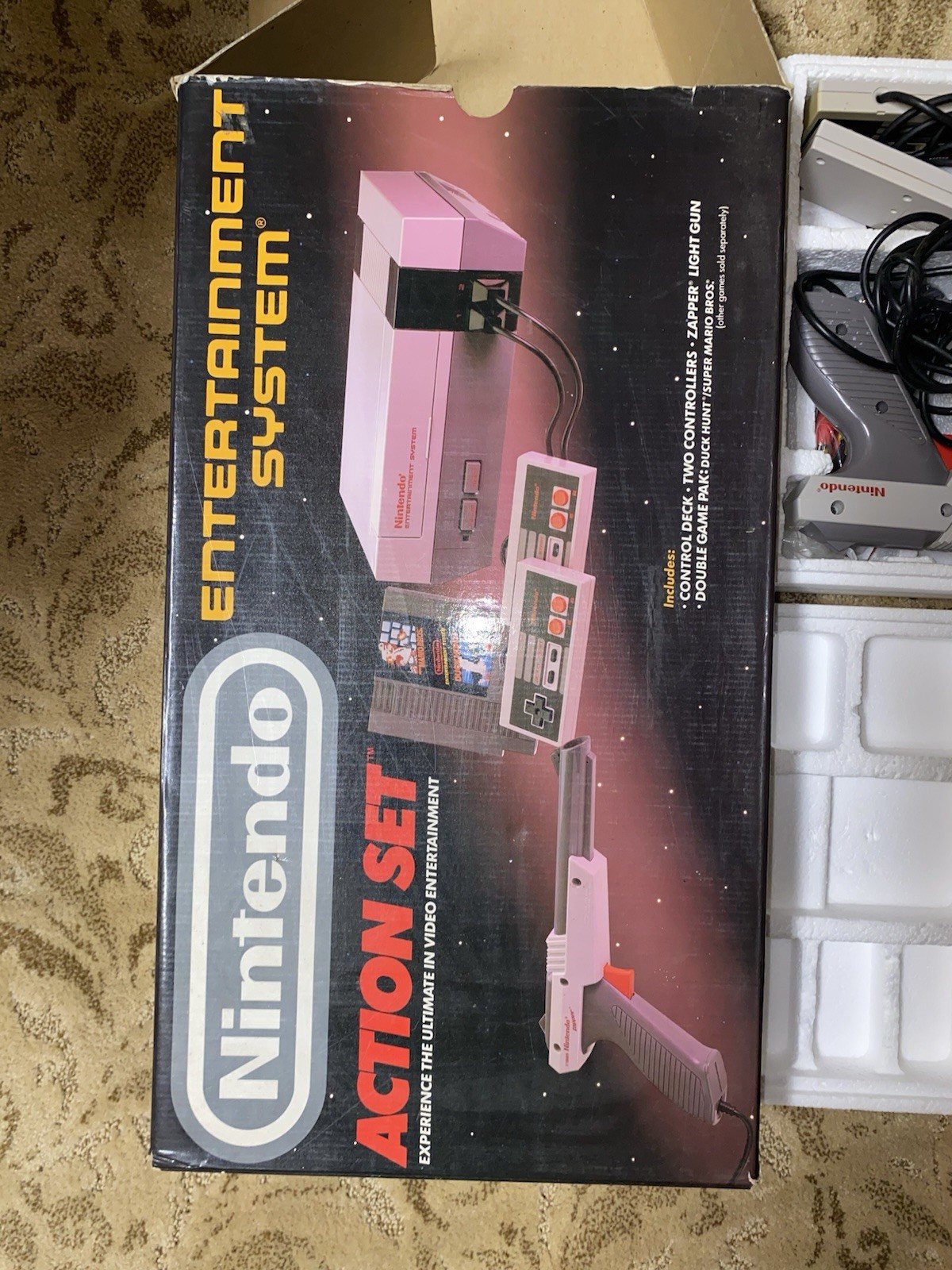1988 NES Action Set in box system super mario nintendo With Video Game