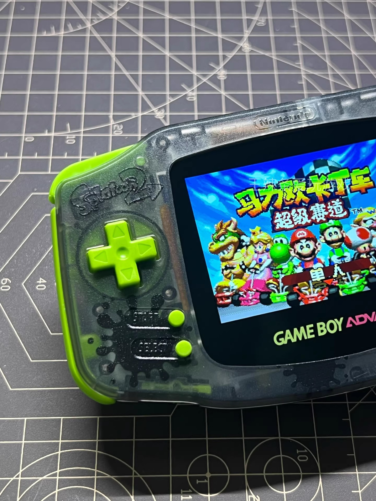 Game Boy Advance GBA Splatoon Clear Black Console with iPS Backlit LCD MOD