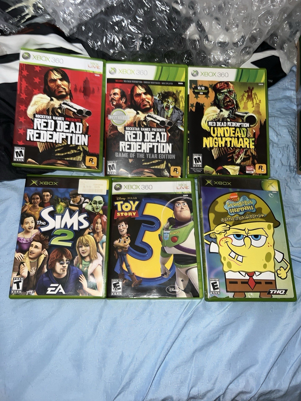 Microsoft Xbox 360 E 250GB Console Bundle 3 Controllers 10 Games COD, RDR
