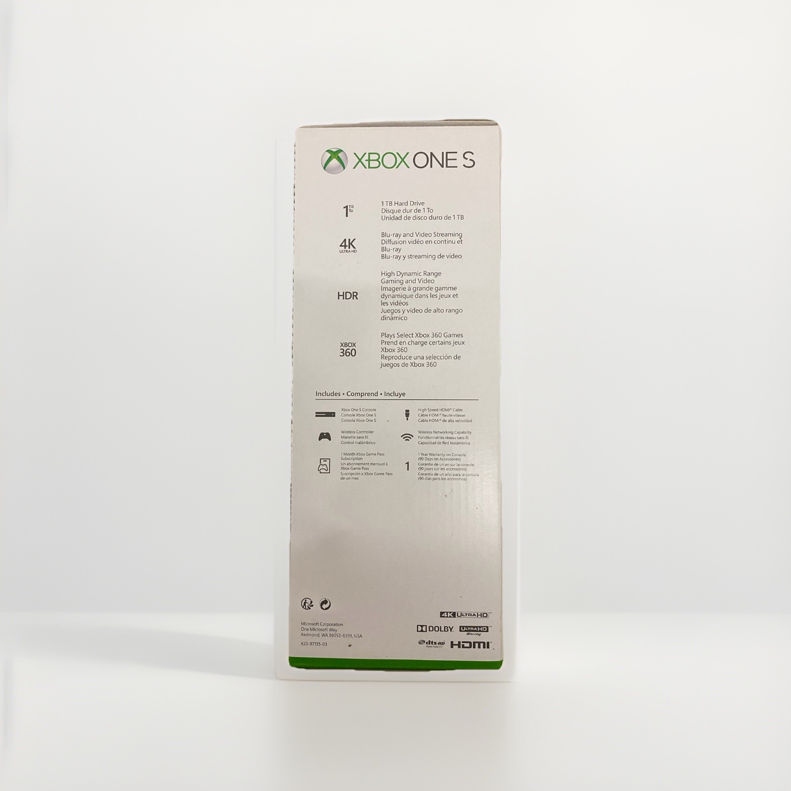 Microsoft Xbox One S 1TB White Home Console 4K UHD HDR Wi-Fi HDMI