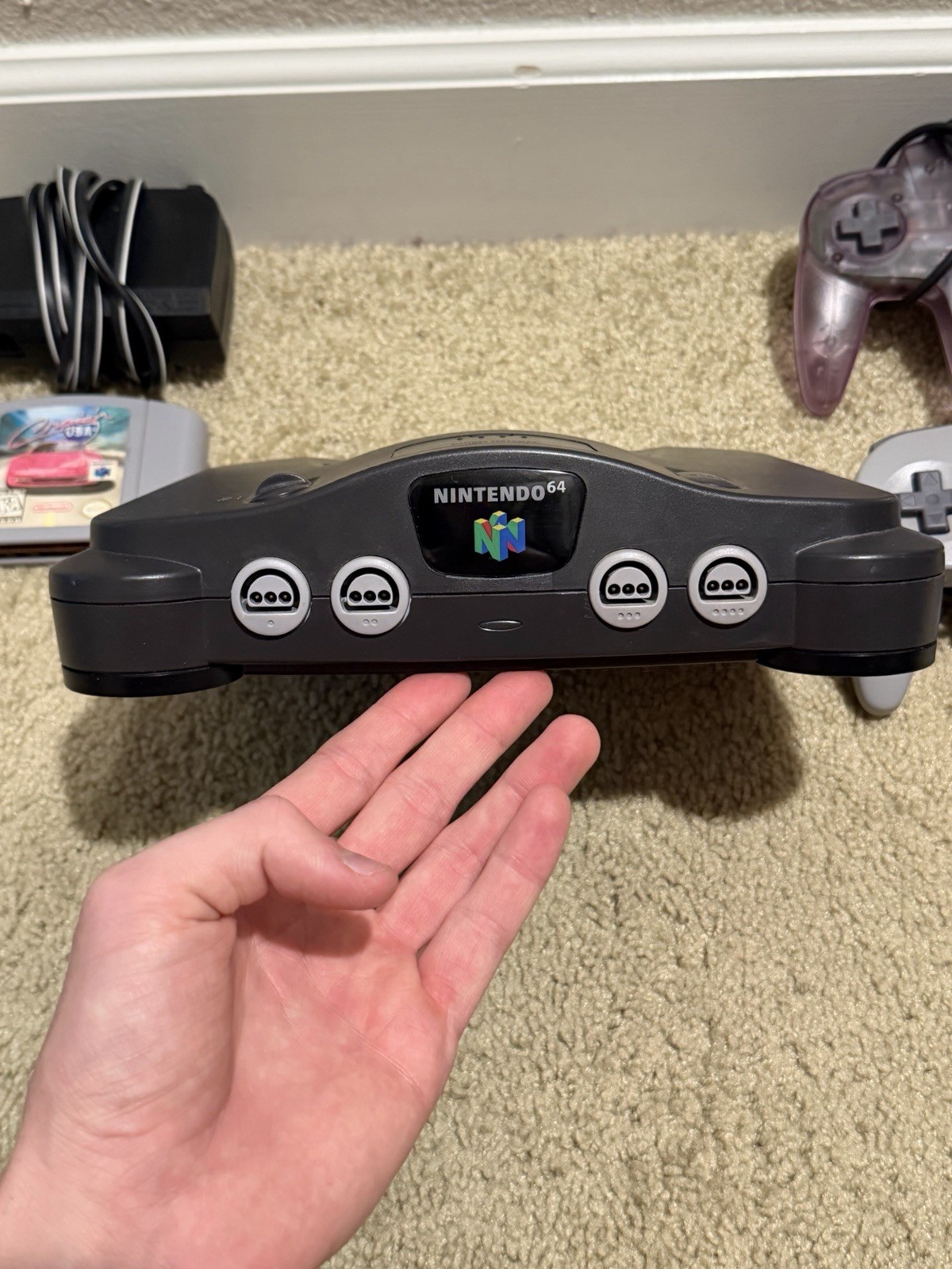 Nintendo 64 N64 Console Bundle 2 OEM Controllers Jumper Pak Cruis’n USA Tested