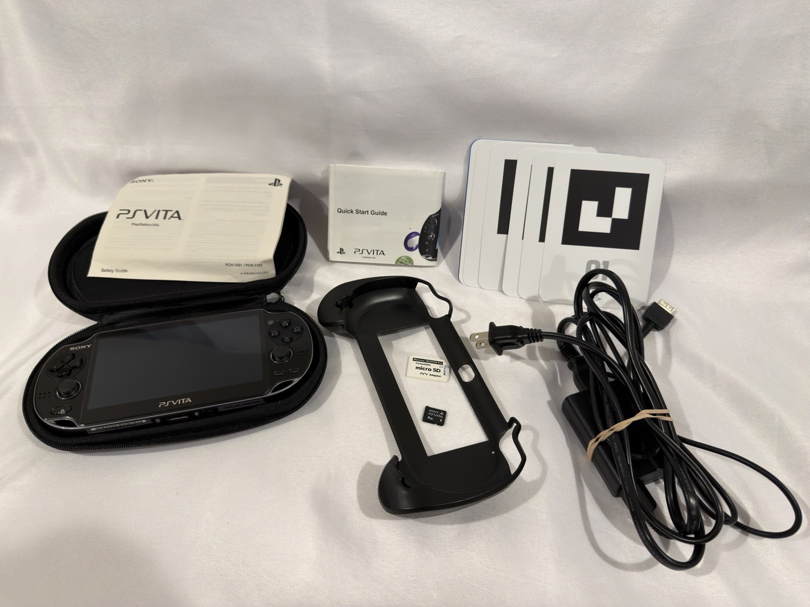 PlayStation Vita FW 3.60 OLED 4GB Memory 128GB SD2VITA Case Grip Bundle PCH-1101