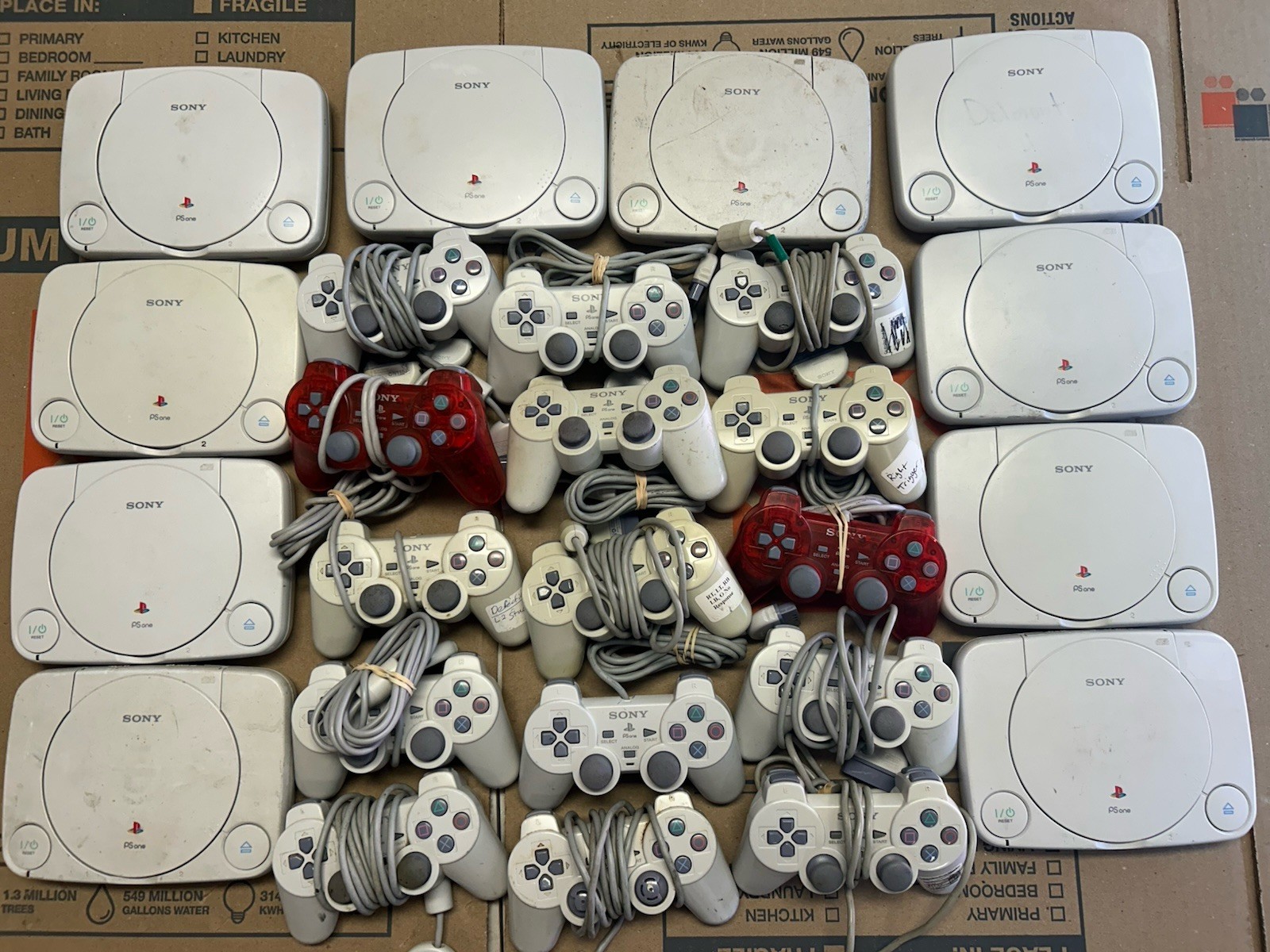 (10) Playstation 1 PS1 PSOne PS One (15) Controllers LOT PARTS REPAIR BROKEN