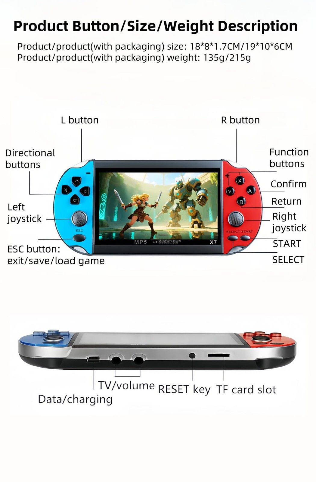 4.5 Inch Game Console Multiple Simulators Built-in Free 3000 Games Support Vi…