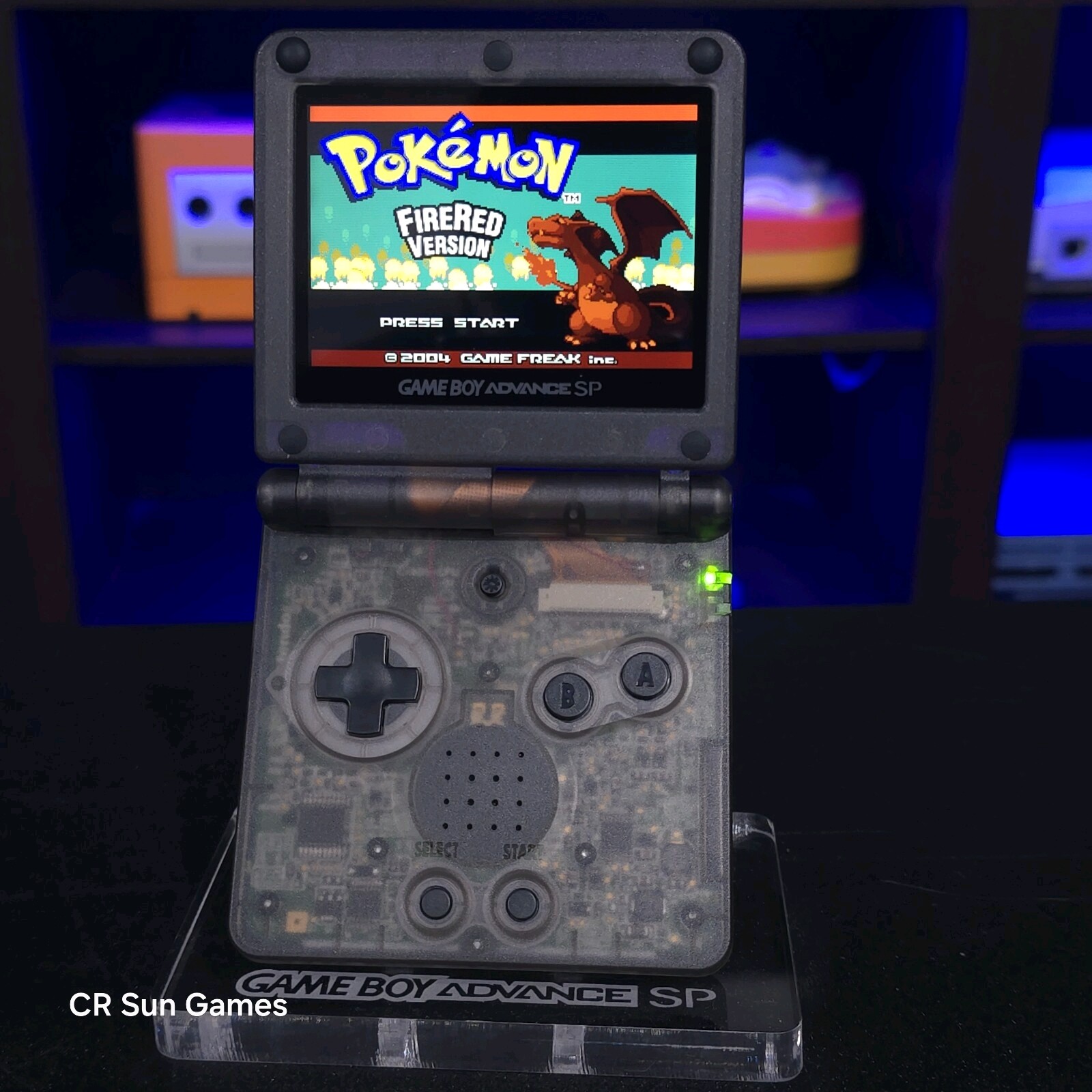 Smoke Grey And Black Nintendo Game Boy Advance GBA SP IPS Screen And USB-C Mod