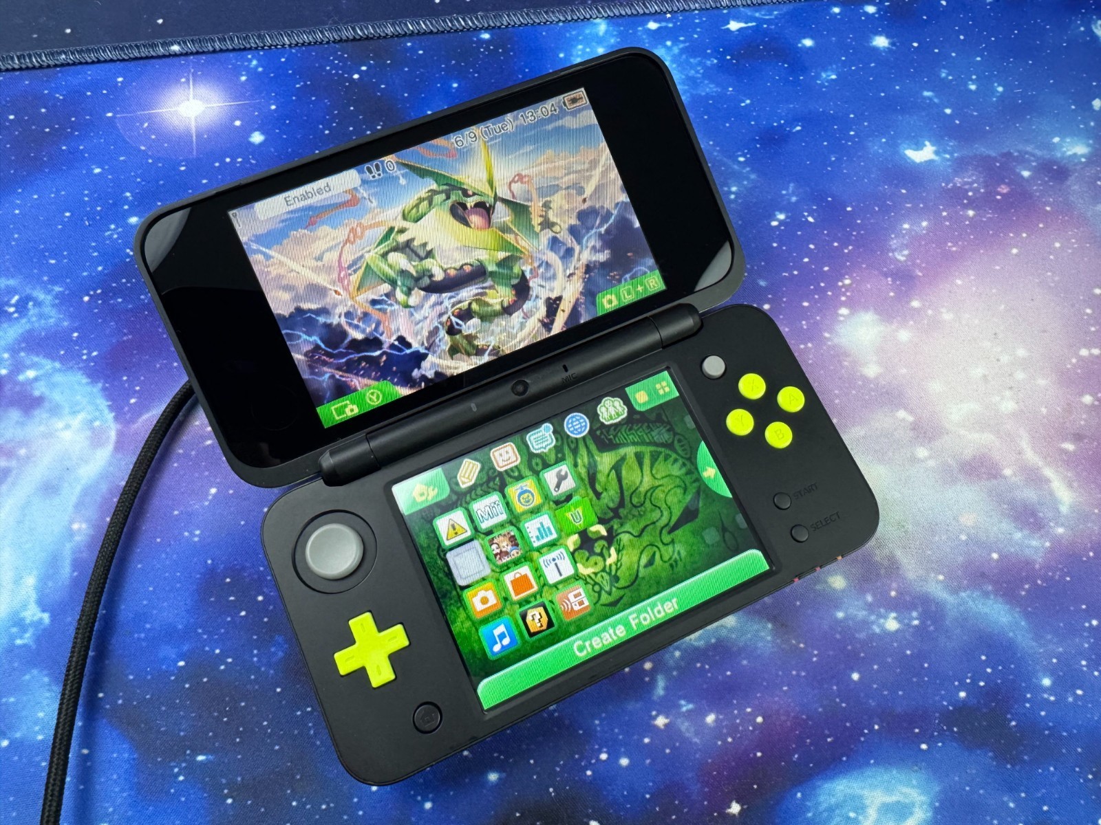 USB-C INBUILT CAPTURE CARD Lime Black New Nintendo 2DS XL Console 128gb REGFREE
