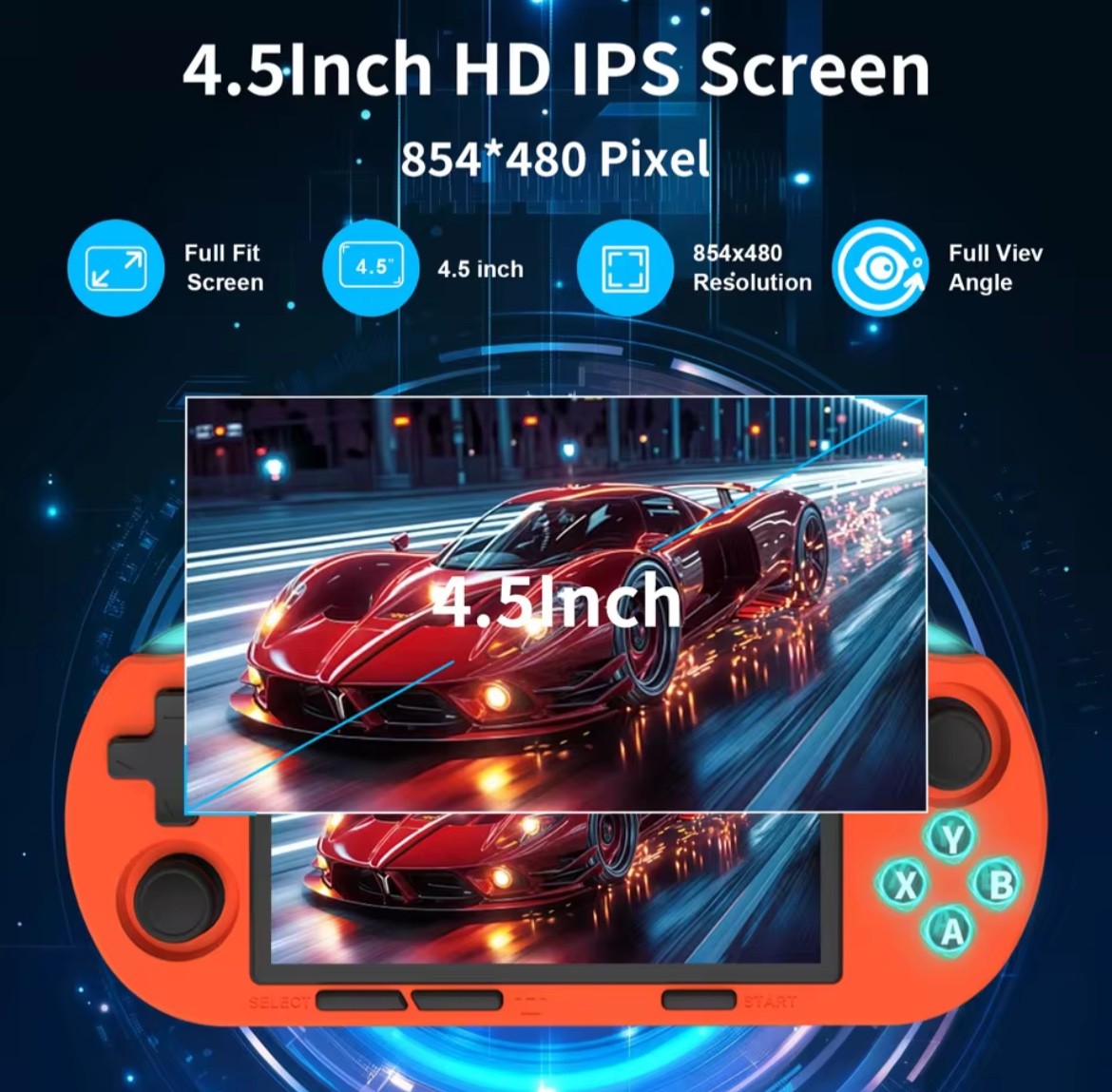 GAMINJA Handheld Console ANS16 4.5-inch IPS Screen RGB Backlight Pre-loaded with