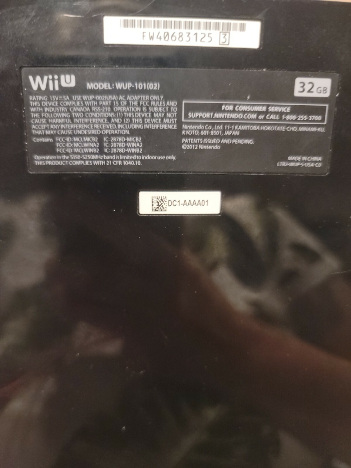 NINTENDO Wii U BLACK Deluxe 32GB WUP-101(02) – CONSOLE-TESTED- AC Adapter