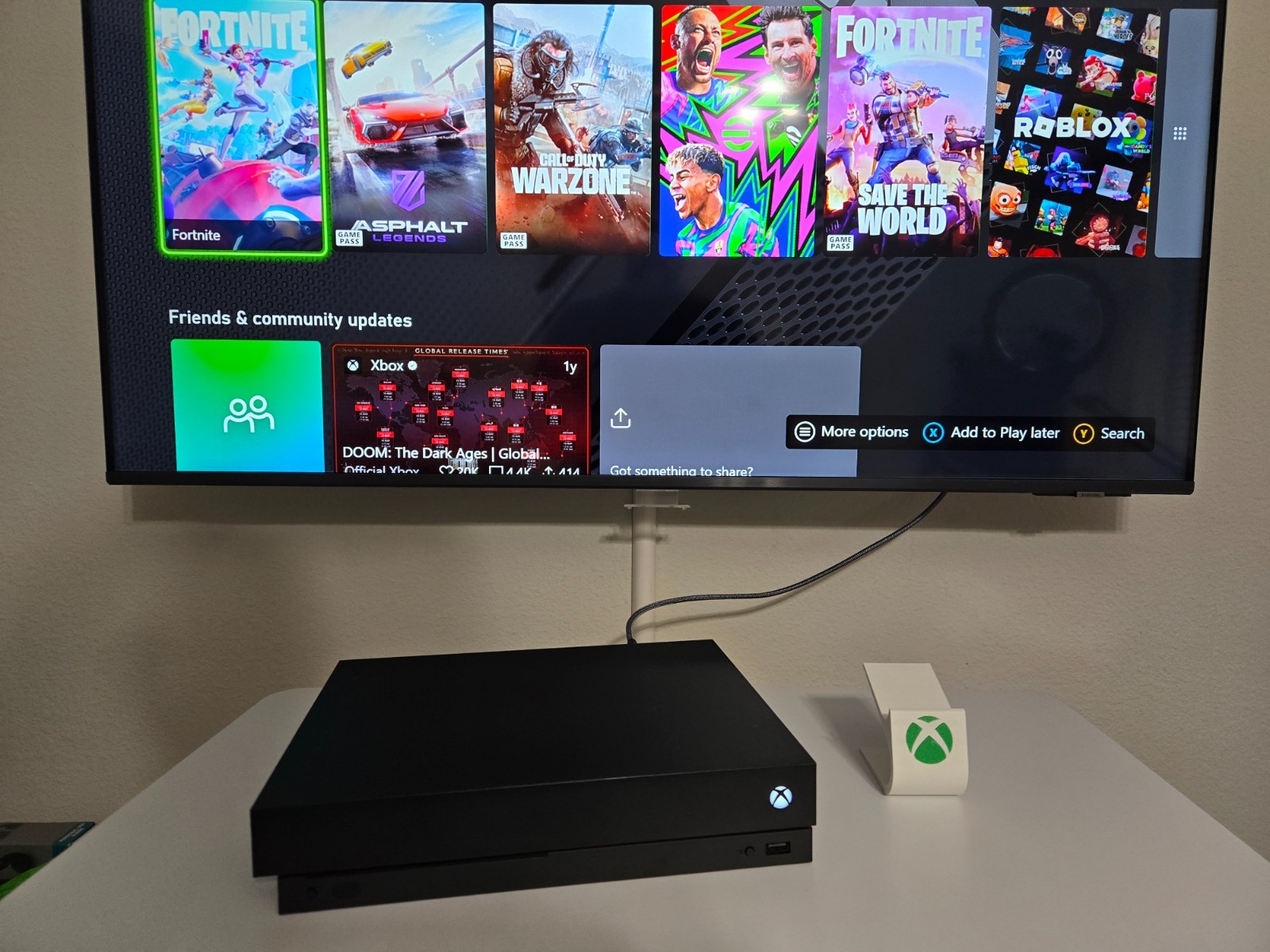 Microsoft Xbox One X 1TB Console Gaming System With Controller and free stand