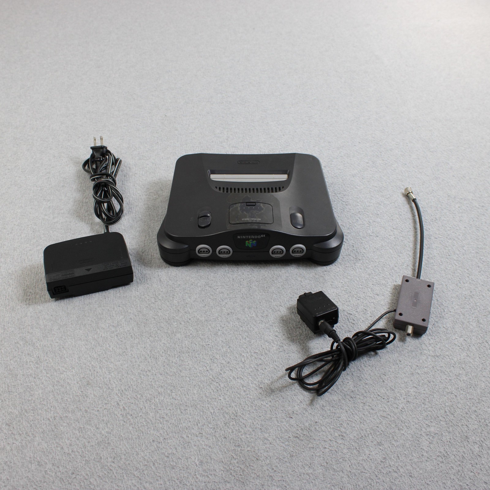 Nintendo 64 Gray Console System NUS-001 USA NTSC Jumper Pak AC Adapter UNTESTED