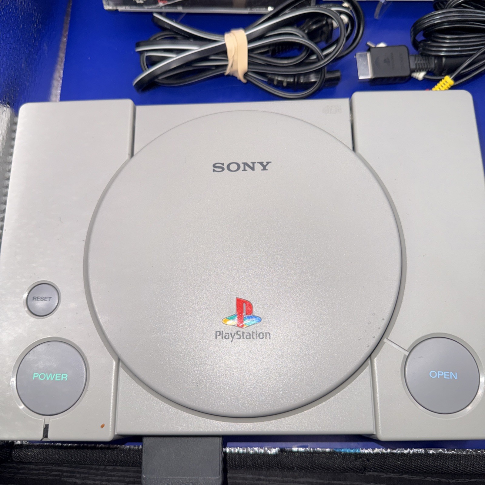 PS1 Console Bundle 1 Controllers + Cables + 2 Games Tested Working BUNDLE