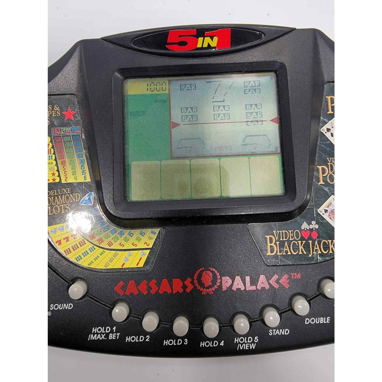 Tiger Caesars Palace 5 in 1 Handheld Electronic Card Poker Slots Game Works 1995