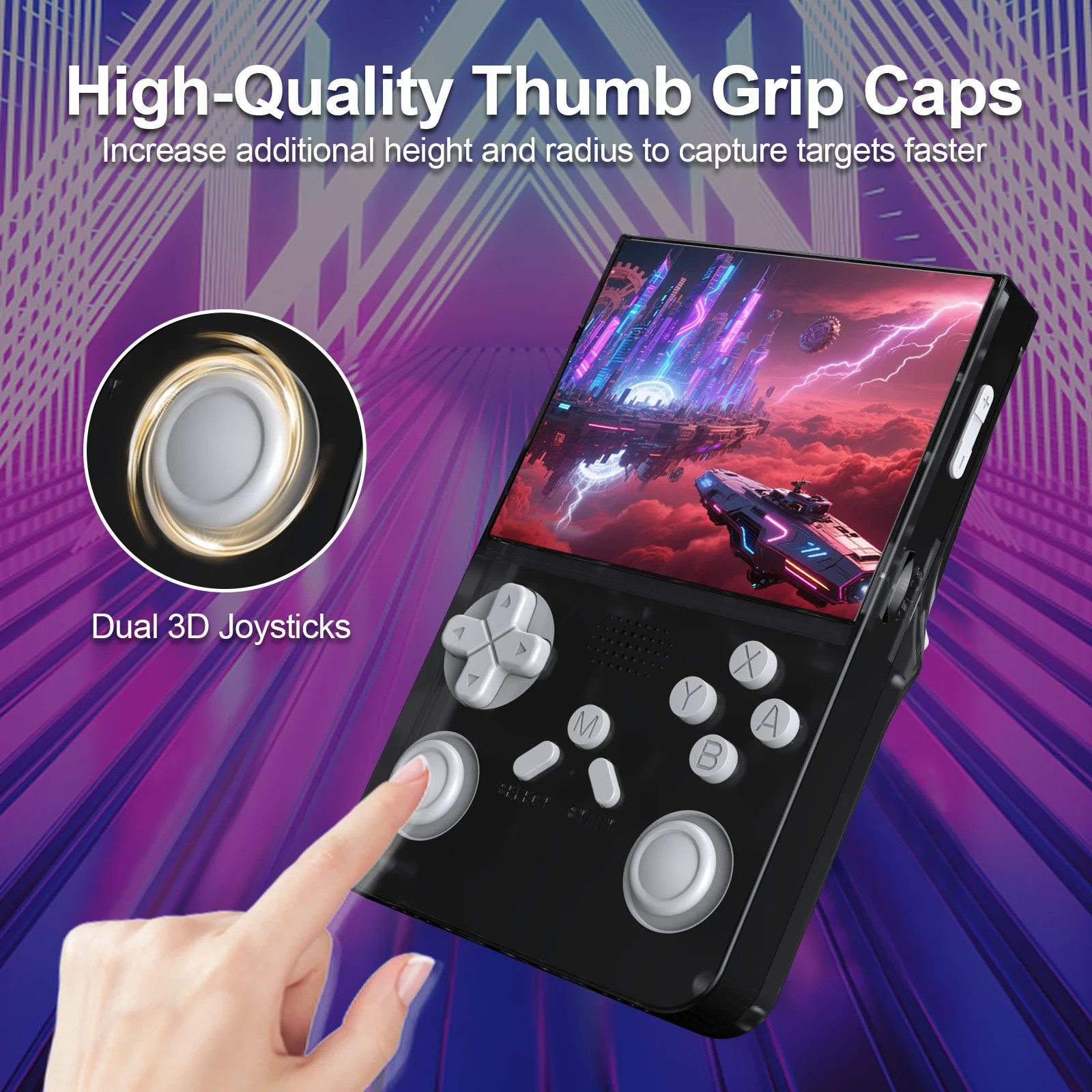 Handheld Game Console with 8000+ Classic Games, 128GB SD Card, 3.5” IPS Screen,