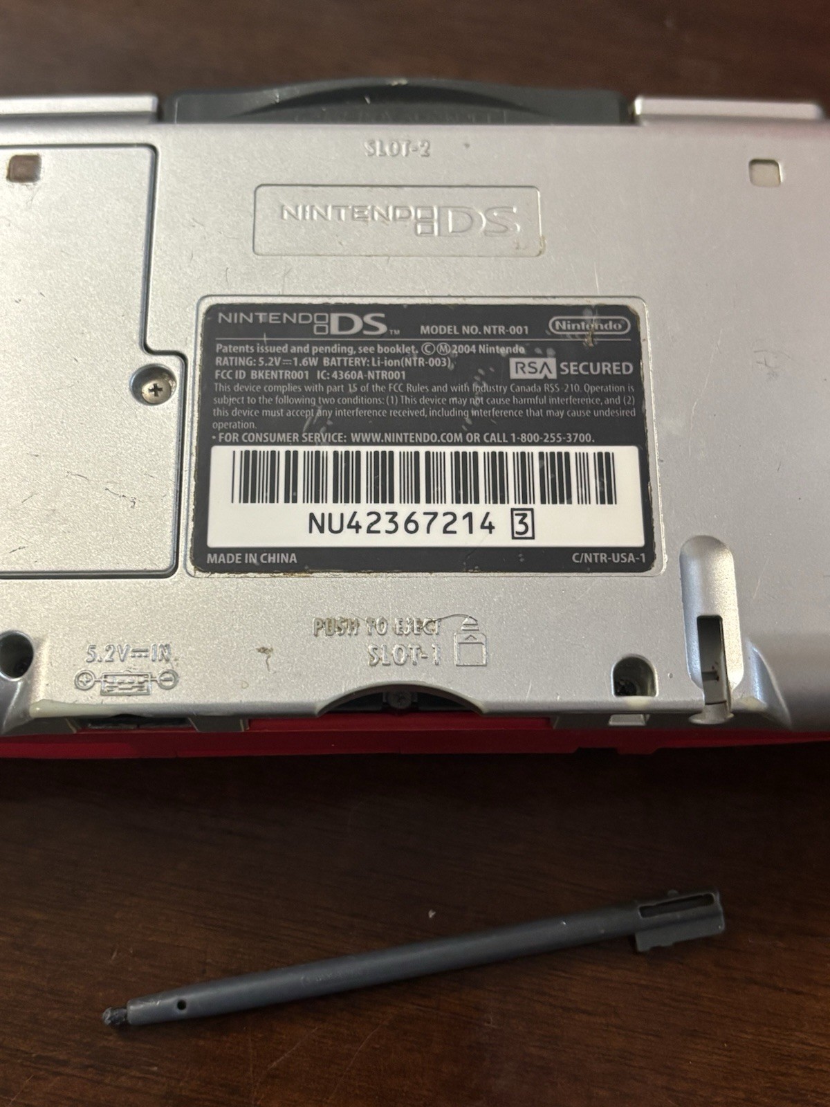 2004 Nintendo DS NTR-001 Red For Parts or Repair