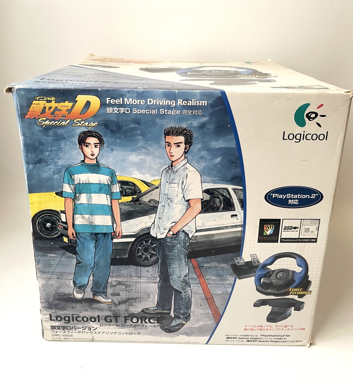 PS2 Logitech GT Force Steering Wheel Initial D Special Stage LPRC-10002 Japan