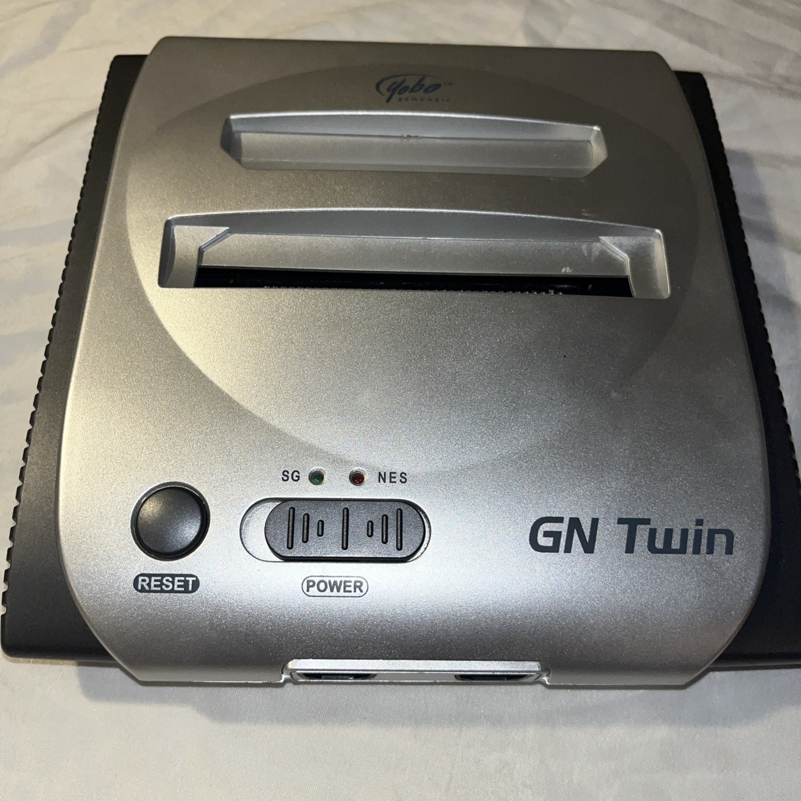 Yobo GN Twin Dual Cartridge Console NES Genesis Silver/Black Parts Or Repair Onl