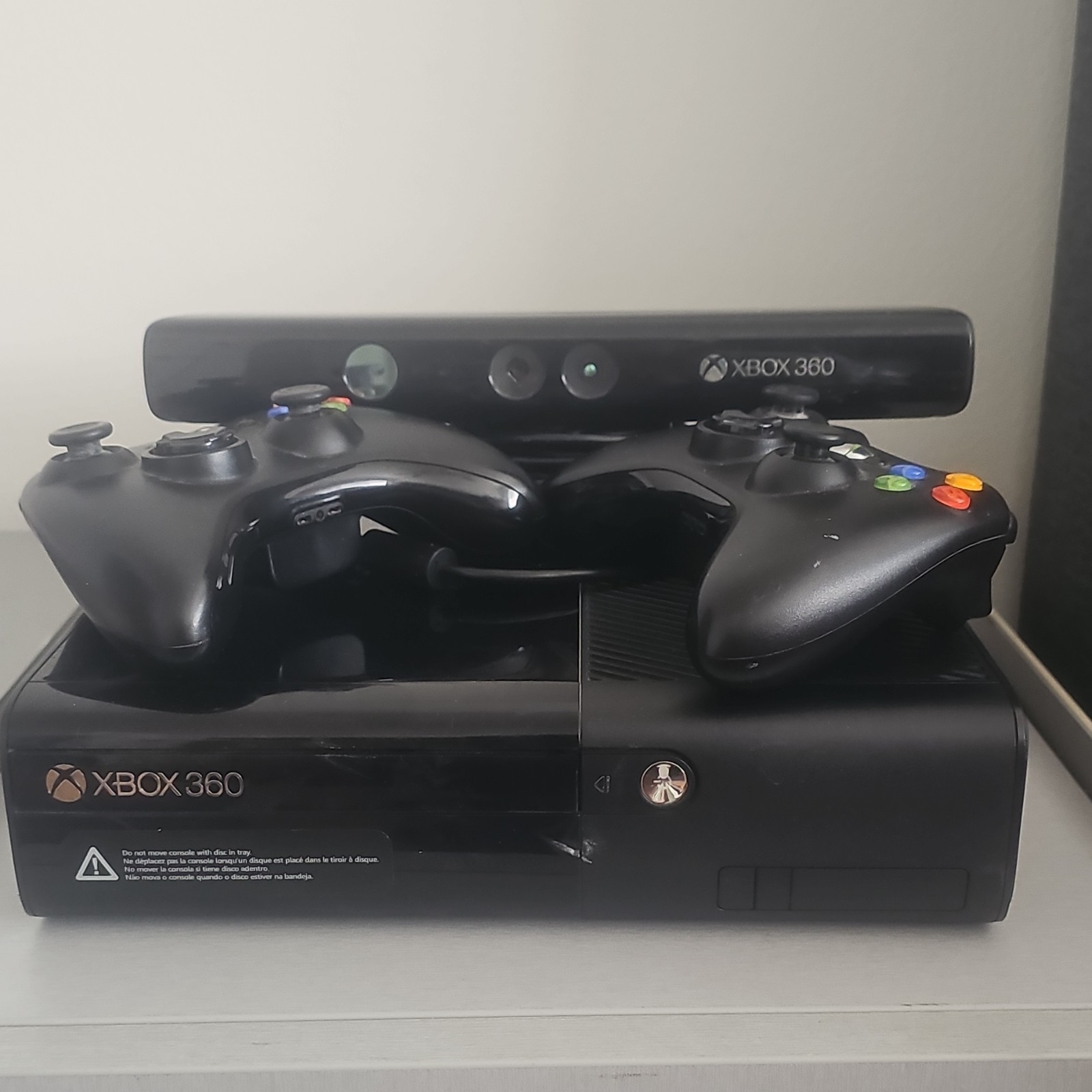 Microsoft Xbox 360 E Kinect Console Black with Kinect Sensor & 2 Controllers