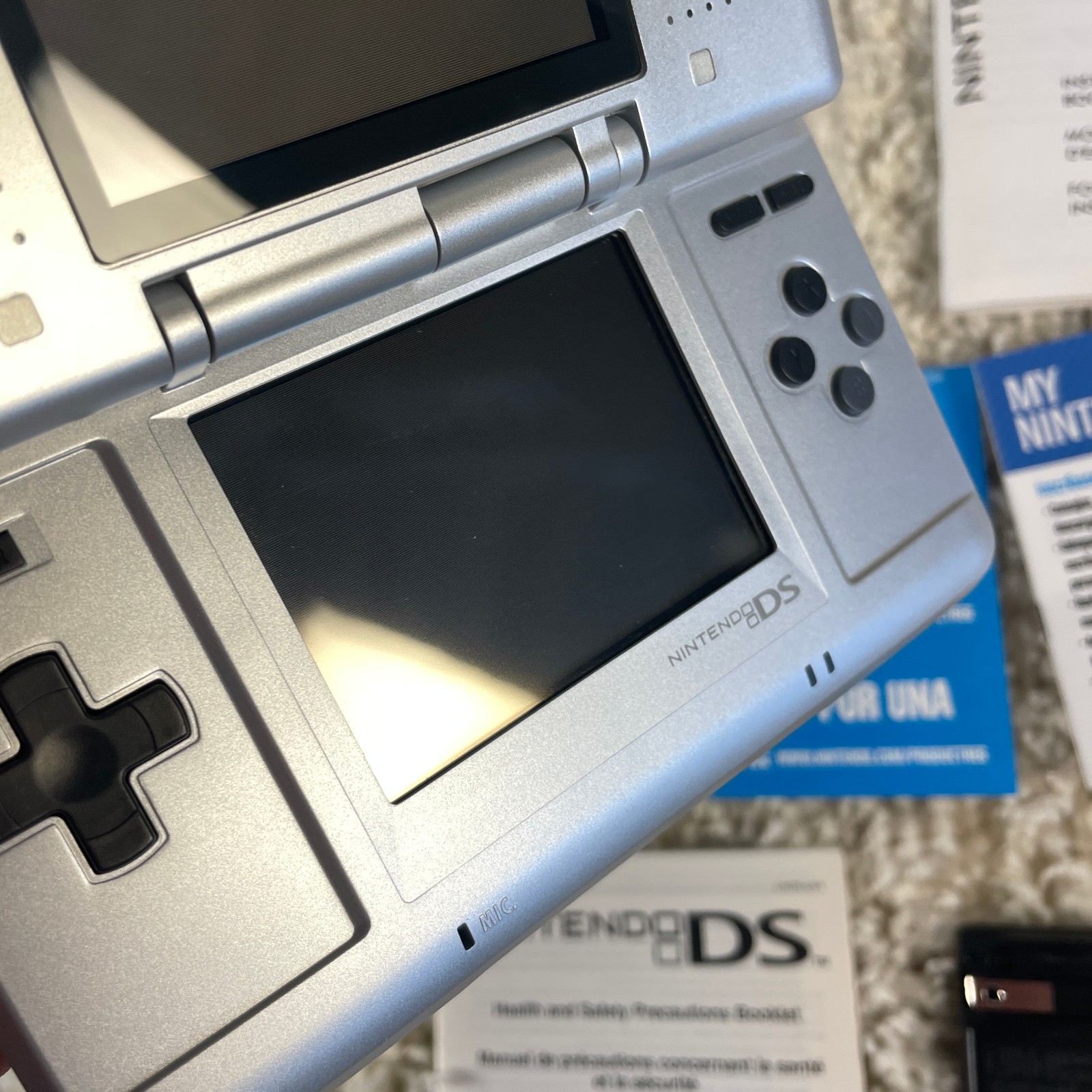 Nintendo DS Original NTR-001 Titanium Silver Handheld System Complete in Box CIB