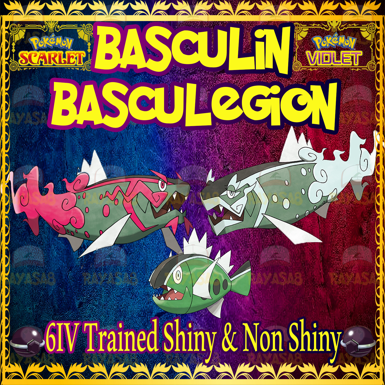Pokemon Scarlet and Violet Basculin Basculegion Shiny 6iv Non Shiny Pokémon Home
