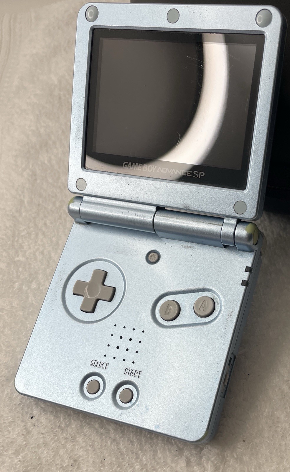 Nintendo Game Boy Advance SP GBA Pearl Blue AGS-101 Handheld Console- Tested