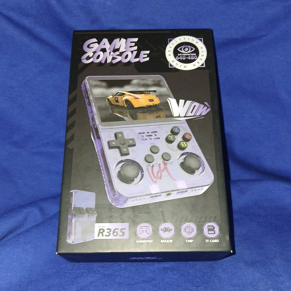 R36S Handheld Game Console Purple IPS Display 640×480 Headphone Jack