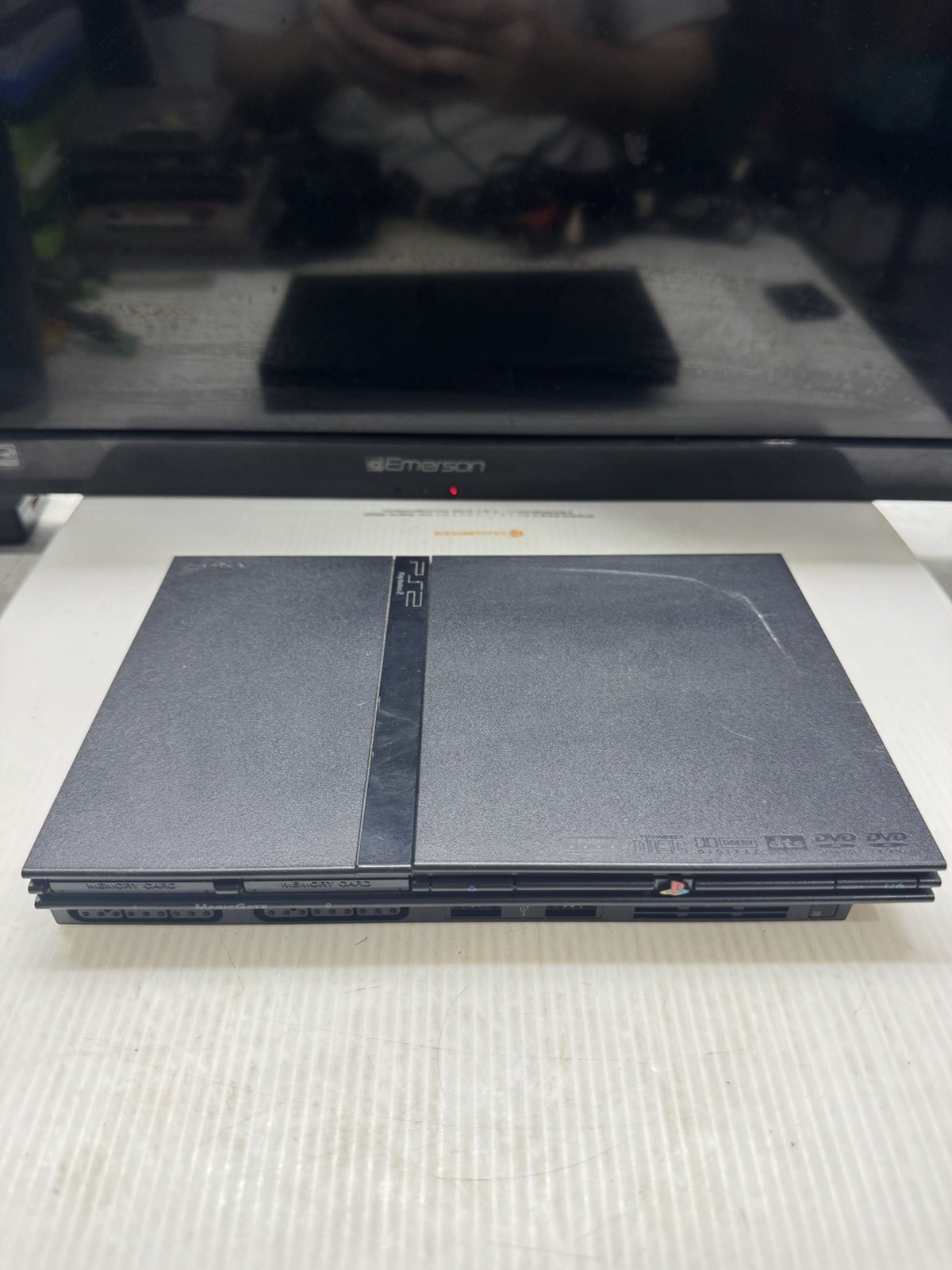 Sony PlayStation 2 Slim Black OEM with 1 Controller, 8MB Memory Card – Tested