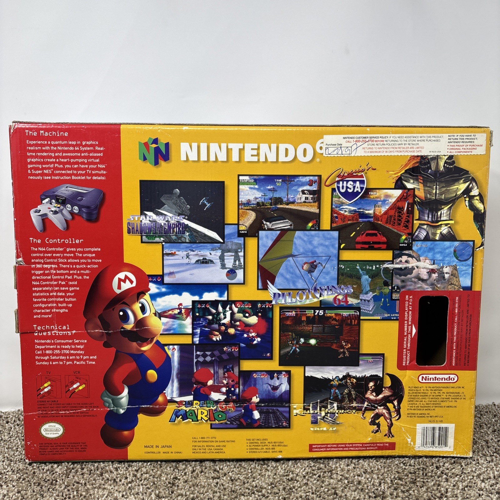 1996 Nintendo 64 Launch Edition Console Game Control Deck Complete in Box CIB