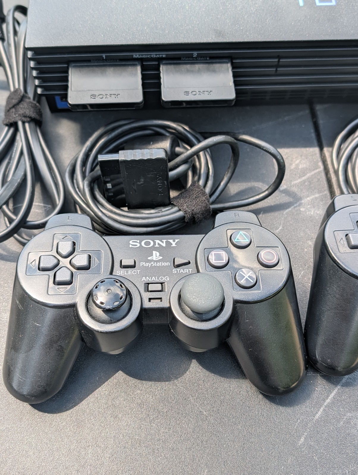 Sony PlayStation 2 Bundle With 4 Games, 2 Controllers, Memory Cards- Tested
