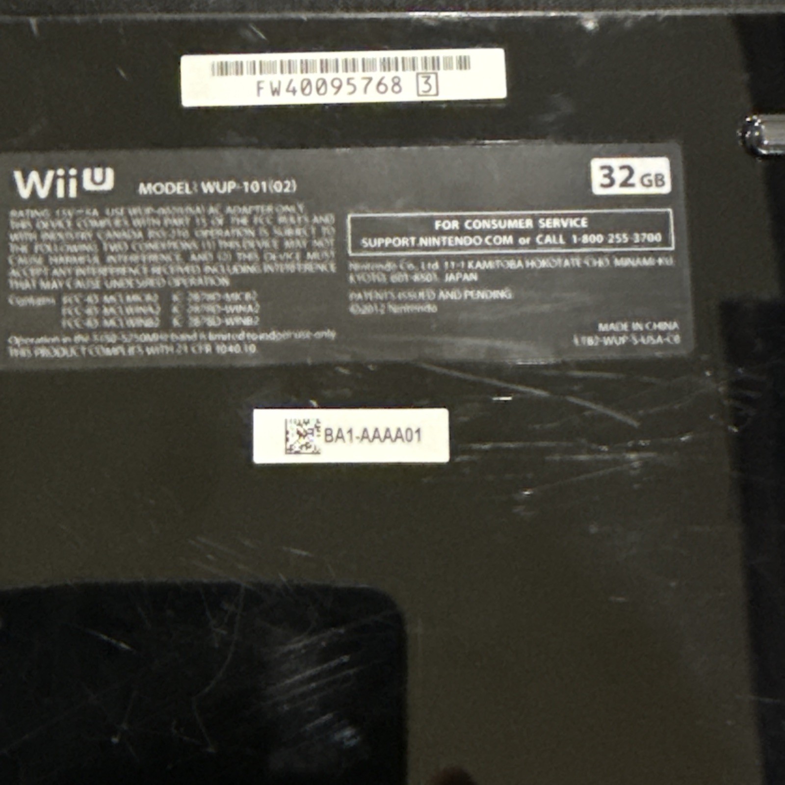 Nintendo Wii U Black 32GB Home Console WUP-101(02) HDMI USB NTSC-USA/Canada