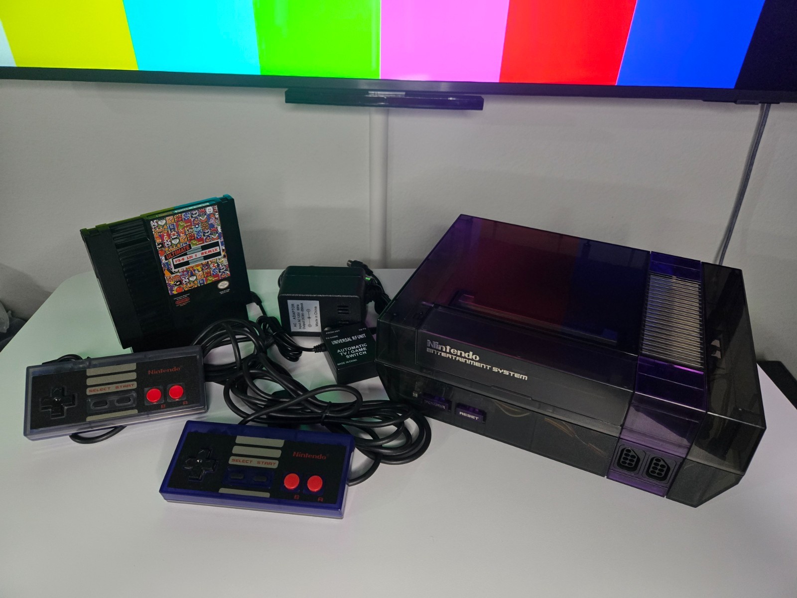 Clear Black / Purple Nintendo Entertainment System NES Console Games Bundle